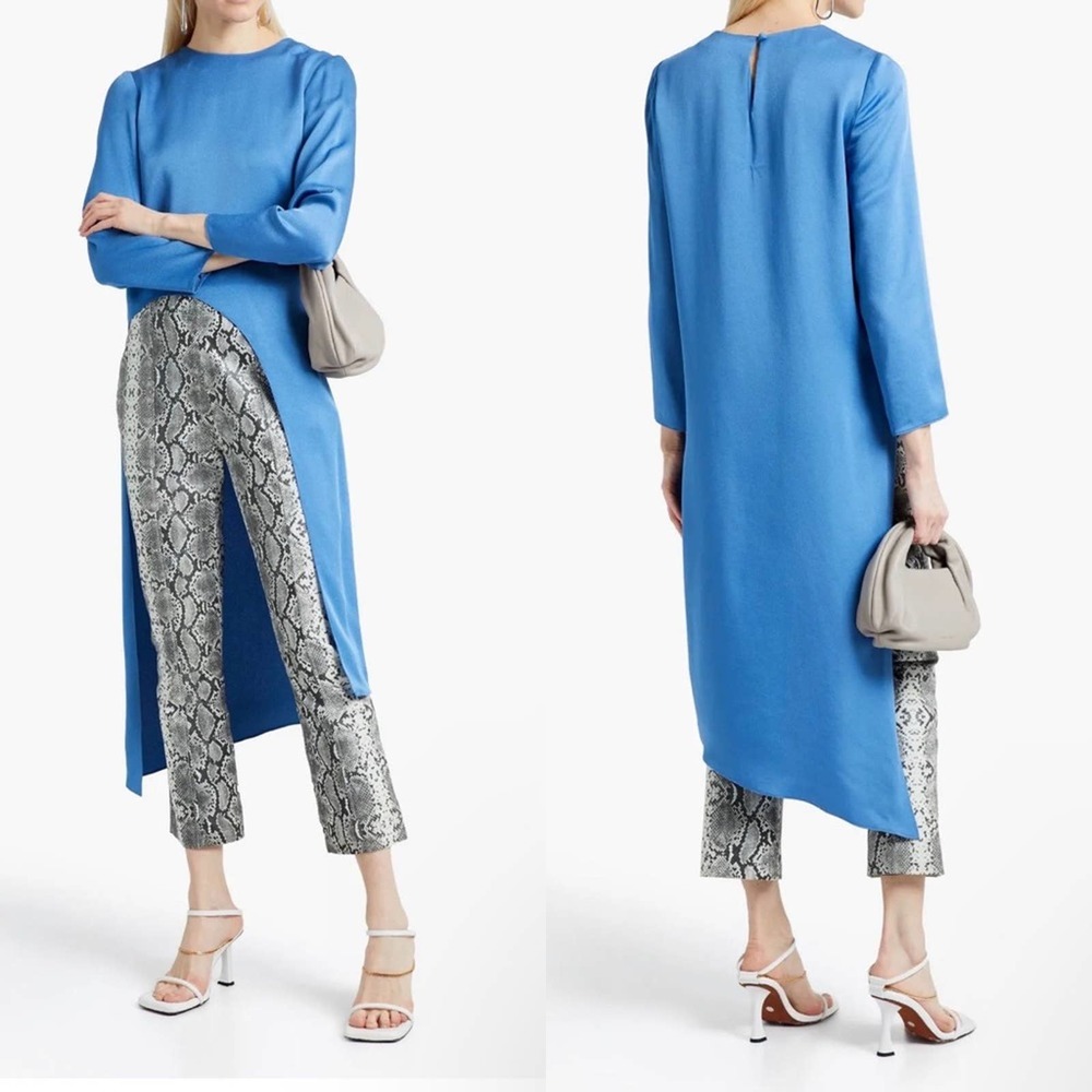 NWT Veronica Beard Rome Asymmetrical Midi Tunic Top in French Blue Size 6